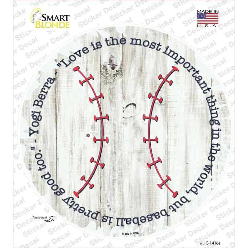 Love and Baseball Novelty Circle Sticker Decal Small