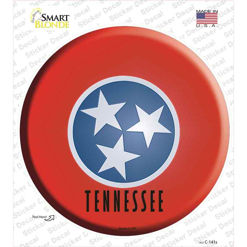 Tennessee State Flag Novelty Circle Sticker Decal Small