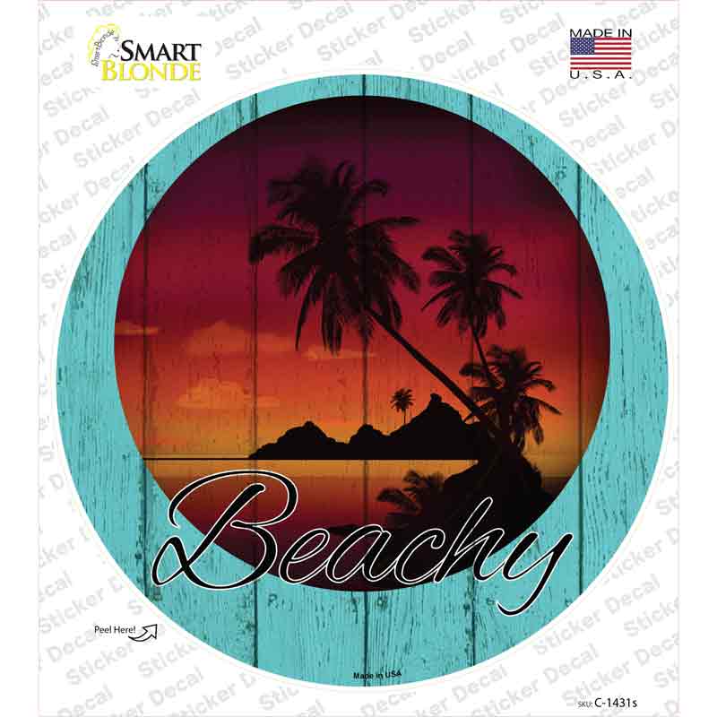 Beachy Sunset Novelty Circle Sticker Decal Small