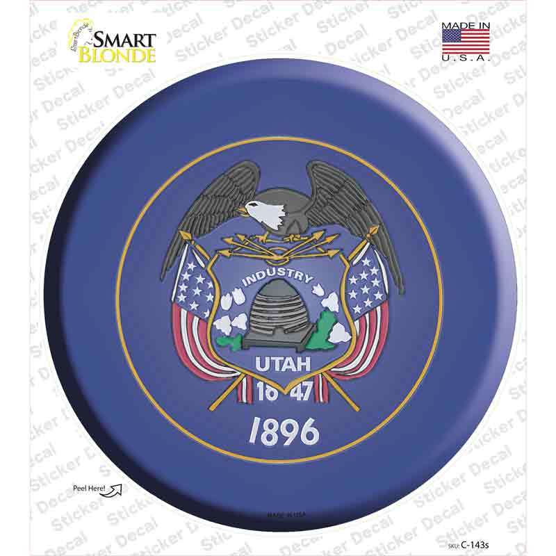 Utah State Flag Novelty Circle Sticker Decal Small