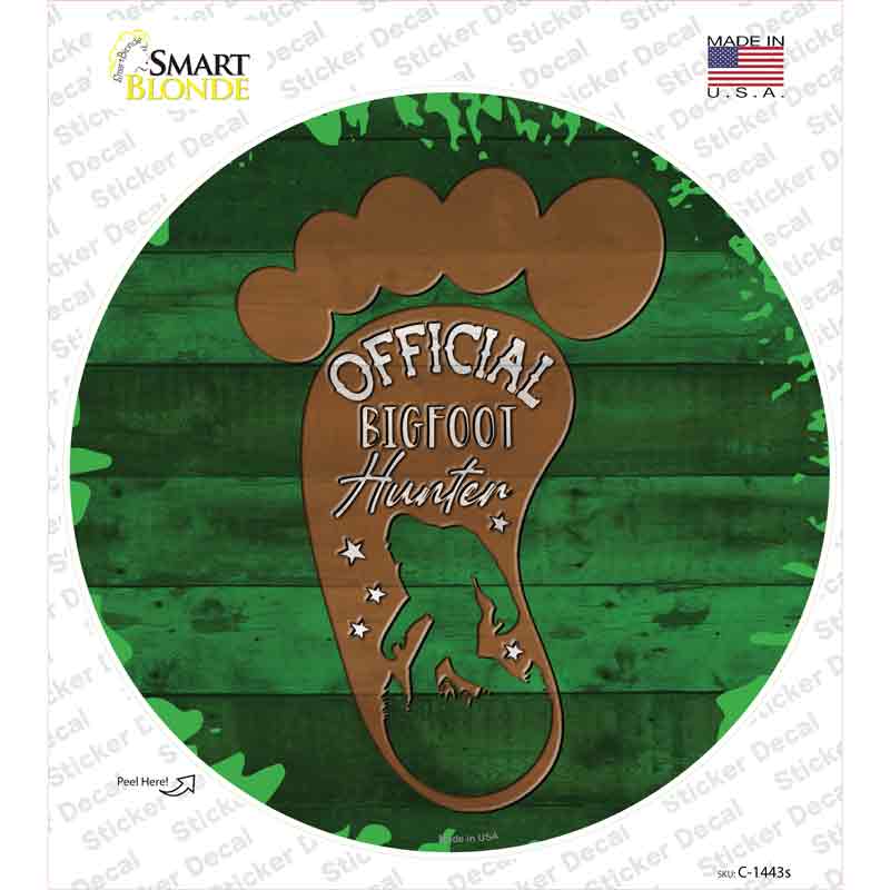 Bigfoot Hunter Footprint Novelty Circle Sticker Decal Small