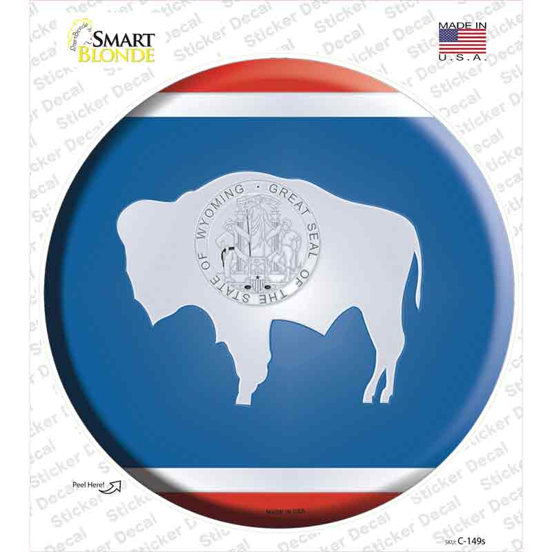 Wyoming State Flag Novelty Circle Sticker Decal Small