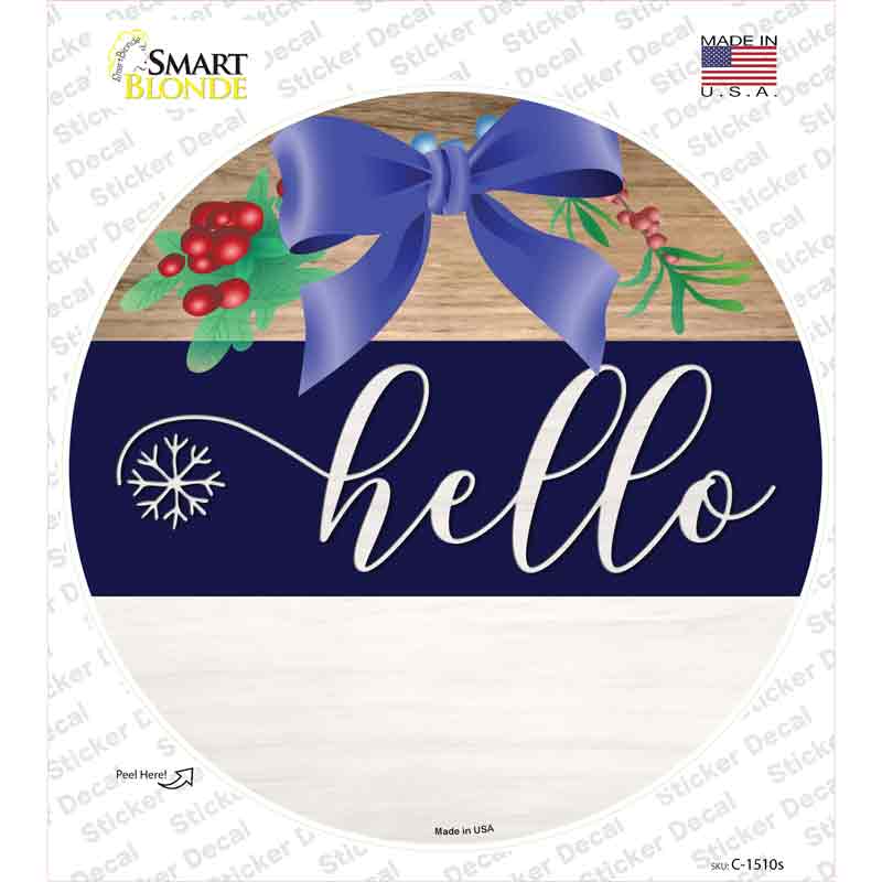 Hello Bow Novelty Circle Sticker Decal Small