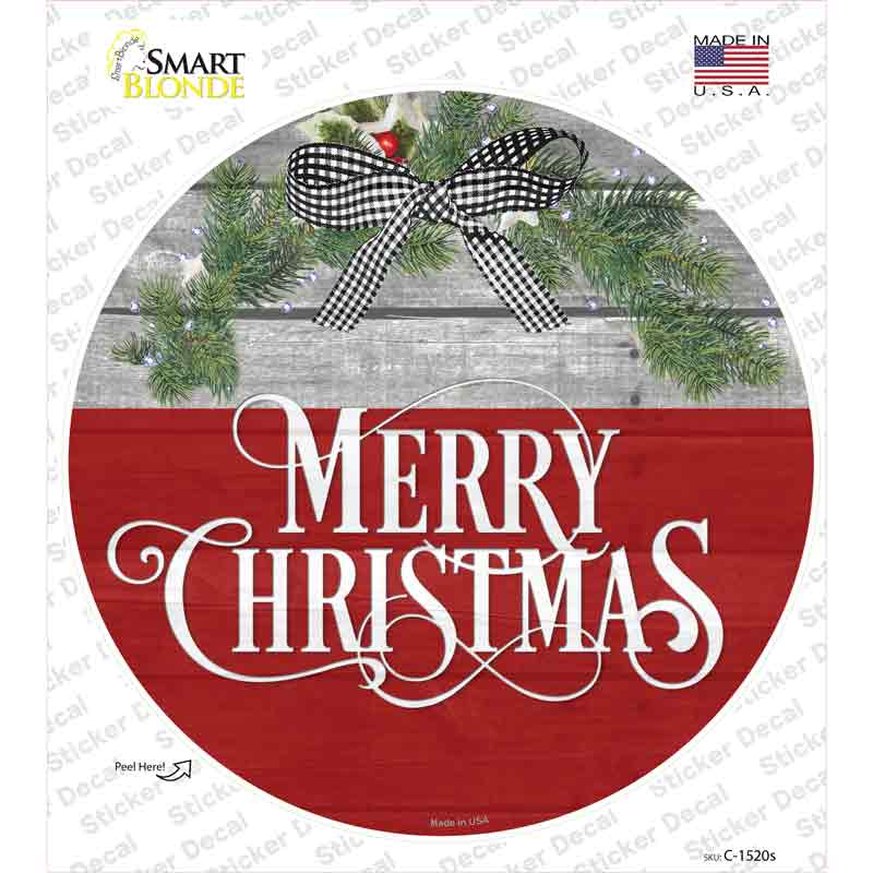 Merry Christmas Wreath Novelty Circle Sticker Decal Small