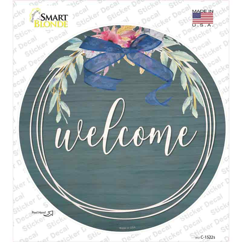 Welcome Wreath Novelty Circle Sticker Decal Small