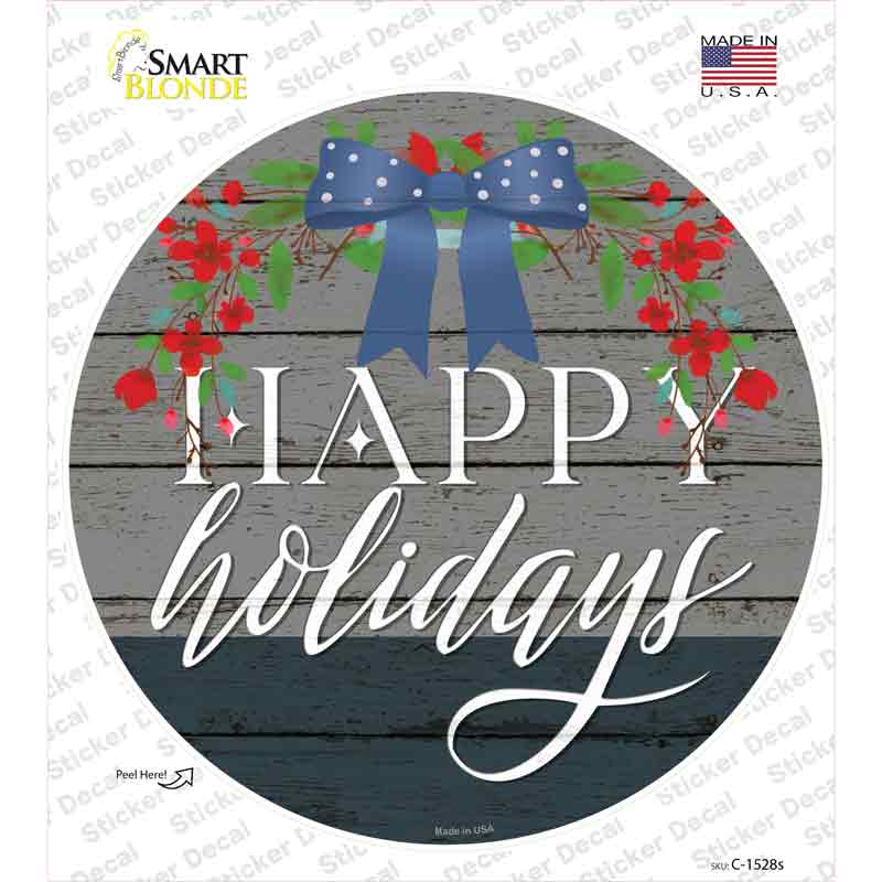 Happy Holidays Bow Novelty Circle Sticker Decal Small