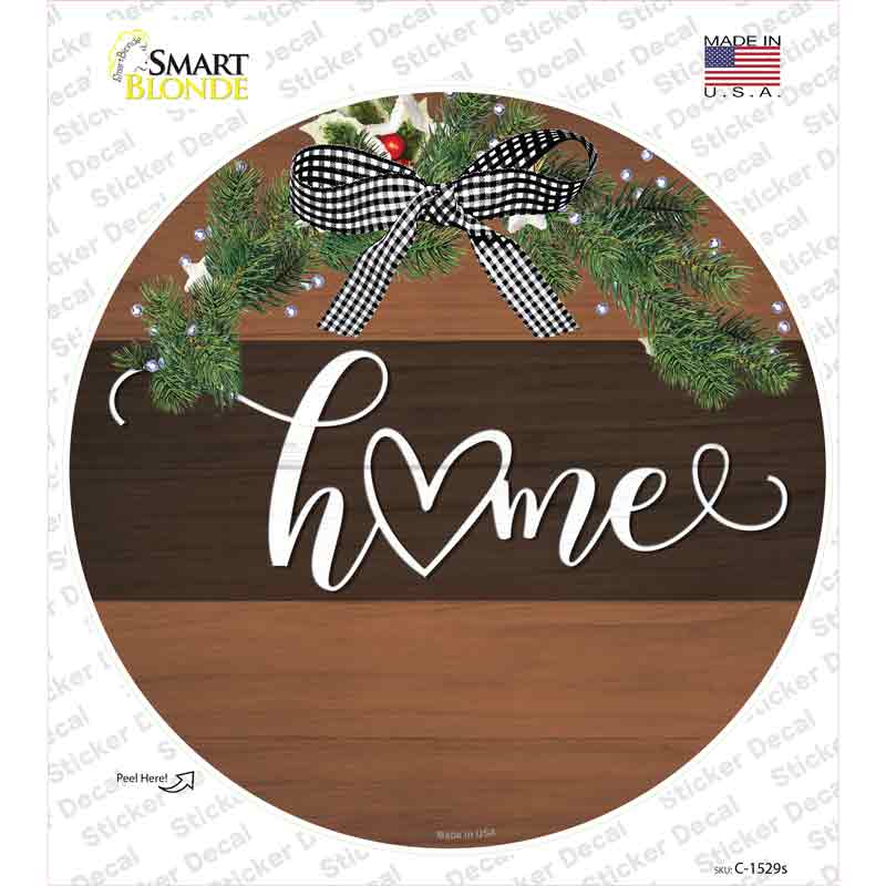 Home Bow Wreath Novelty Circle Sticker Decal Small