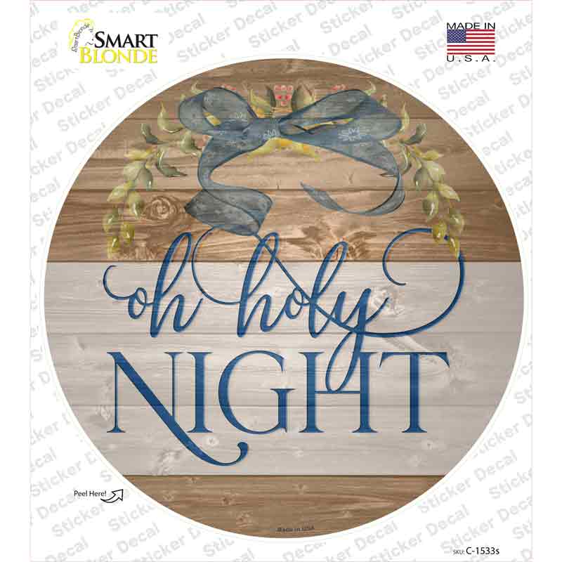 Oh Holy Night Bow Wreath Novelty Circle Sticker Decal Small