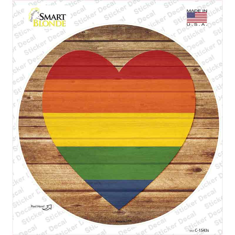 Heart Rainbow Novelty Circle Sticker Decal Small