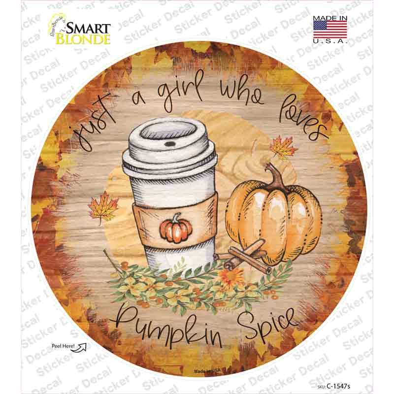 Pumpkin and Latte Novelty Circle Sticker Decal Small