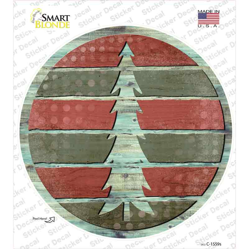 Tree Red and Green Novelty Circle Sticker Decal Small