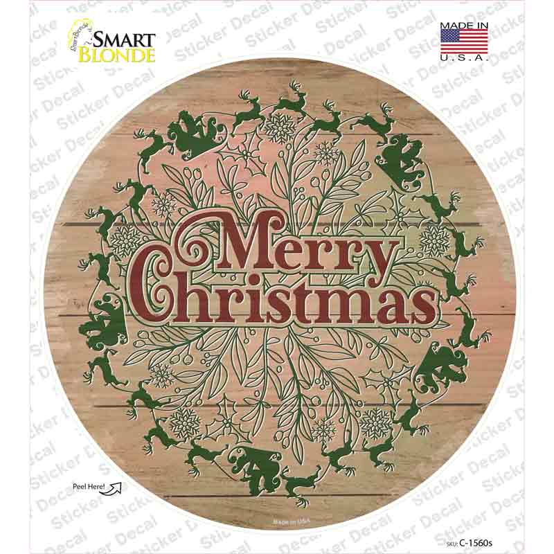 Merry Christmas with Santa Novelty Circle Sticker Decal