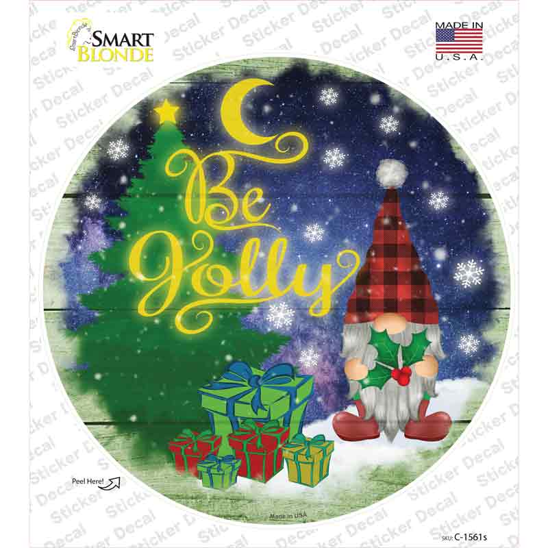 Be Jolly Gnome Novelty Circle Sticker Decal Small