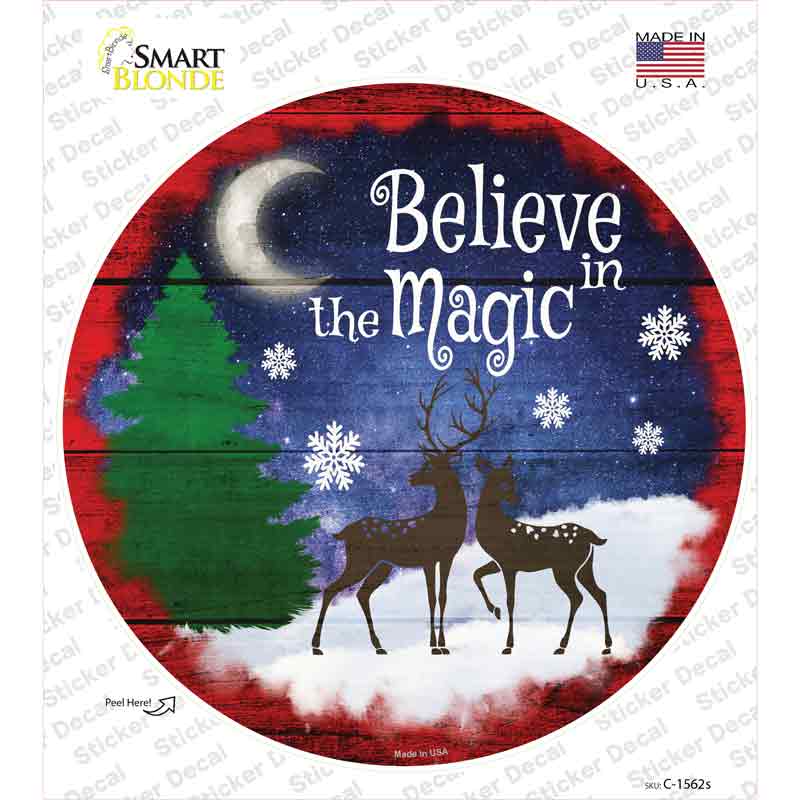 Believe in Magic Reindeer Novelty Circle Sticker Decal Small