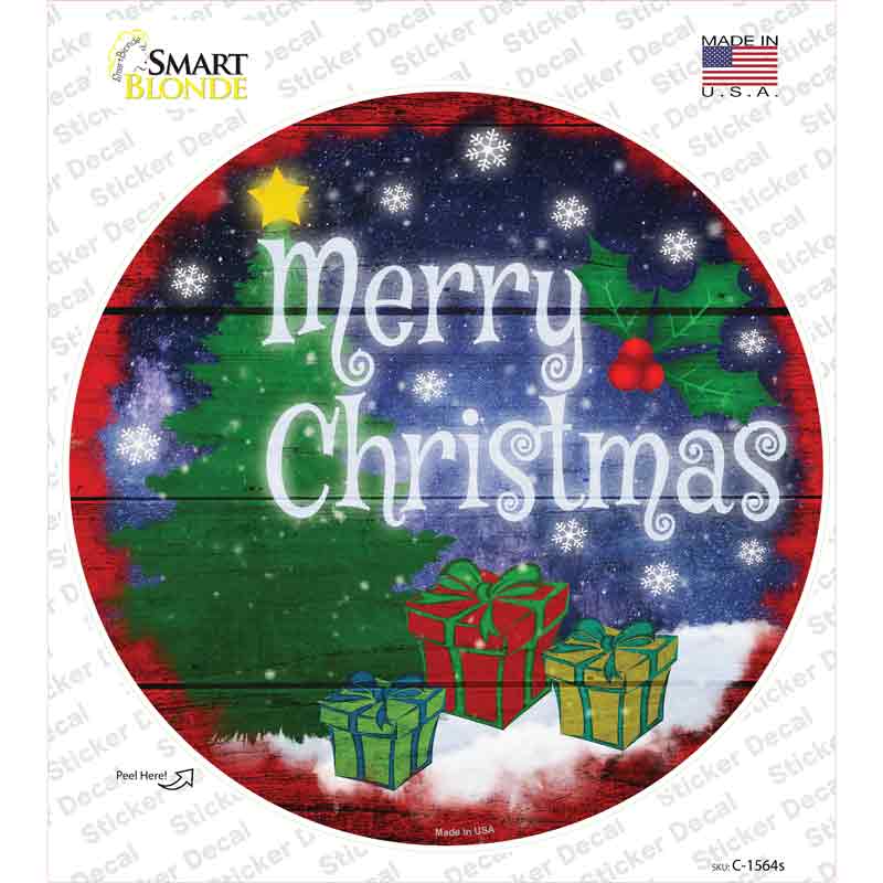 Merry Christmas with Presents Novelty Circle Sticker Decal Small