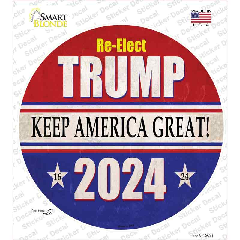 ReElect Trump 2024 Novelty Circle Sticker Decal Small