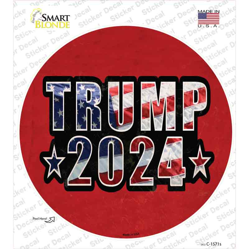 Trump 2024 American Flag Novelty Circle Sticker Decal Small