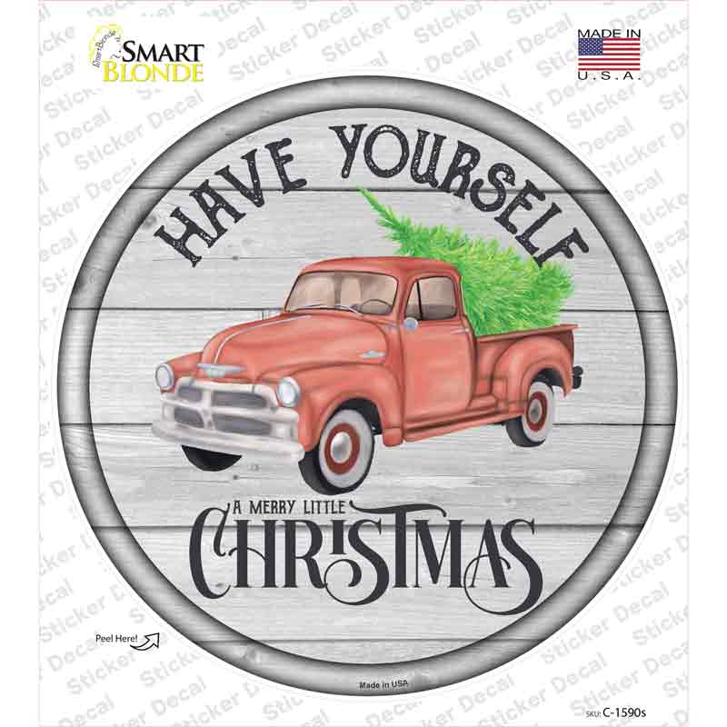 Merry Little Christmas Novelty Circle Sticker Decal Small