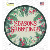 Seasons Greetings Red Novelty Circle Sticker Decal Small