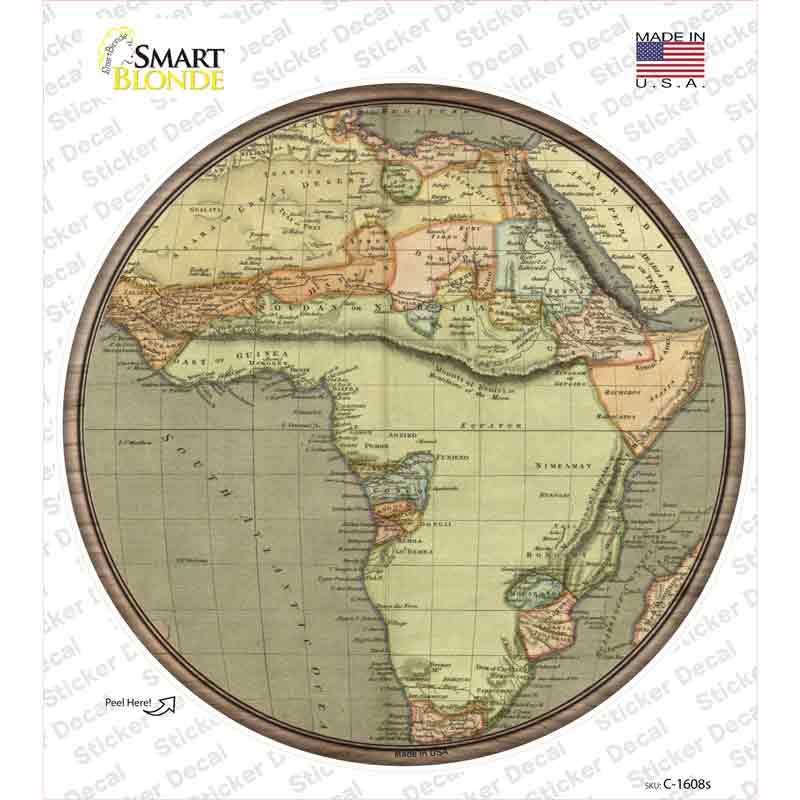 Africa Map Novelty Circle Sticker Decal Small