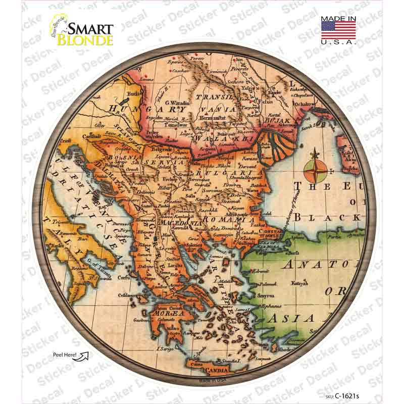 Former Yugoslavia Map Novelty Circle Sticker Decal Small