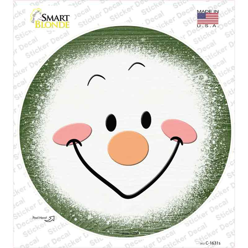 Dark Green Snowman Face Novelty Circle Sticker Decal Small