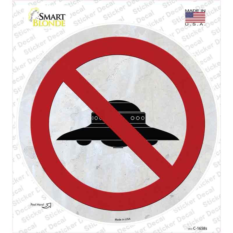 No UFOs Novelty Circle Sticker Decal