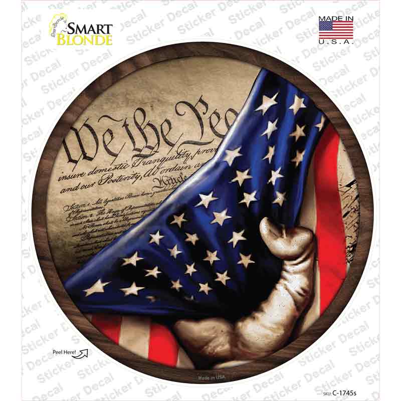 Constitution American Flag Novelty Circle Sticker Decal