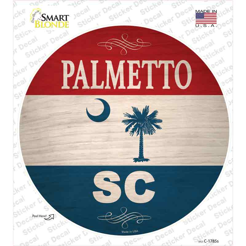 Palmetto SC Flag Novelty Circle Sticker Decal Small