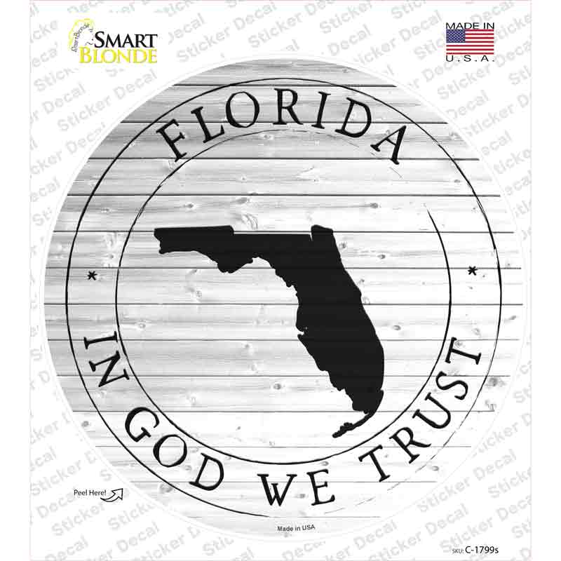 Florida In God We Trust Novelty Circle Sticker Decal Small