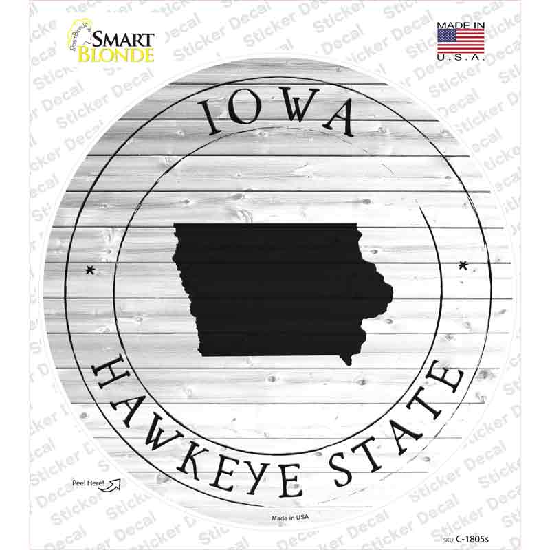 Iowa Hawkeye State Novelty Circle Sticker Decal Small