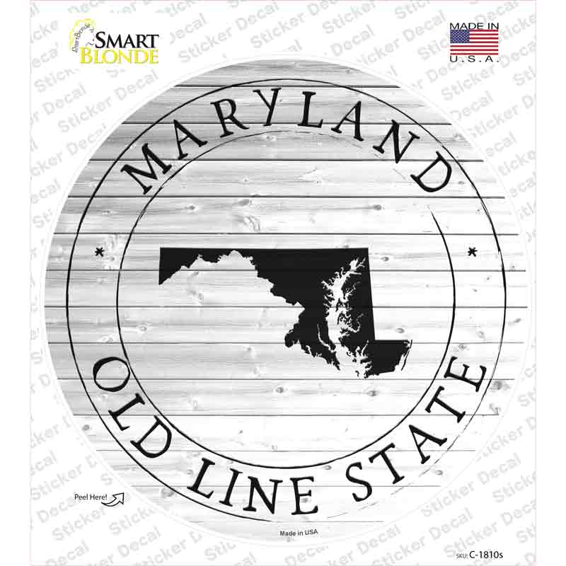 Maryland Old Line State Novelty Circle Sticker Decal Small