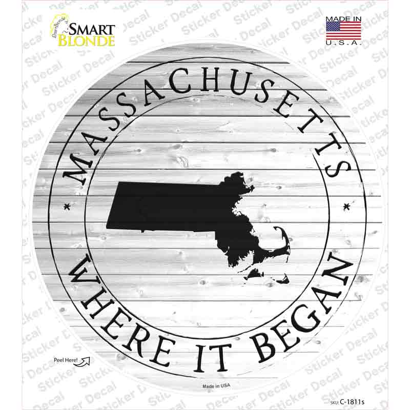 Massachusetts Where is Began Novelty Circle Sticker Decal Small