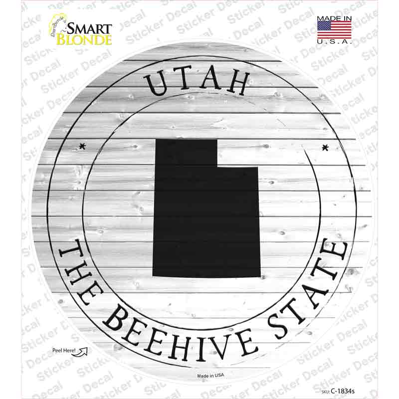 Utah Beehive State Novelty Circle Sticker Decal Small