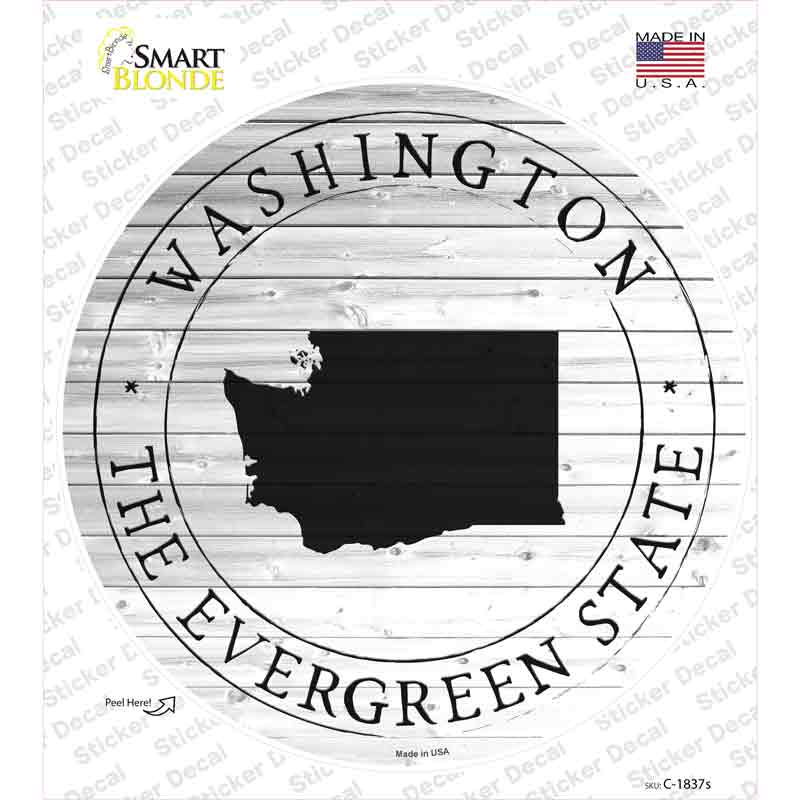 Washington Evergreen State Novelty Circle Sticker Decal Small