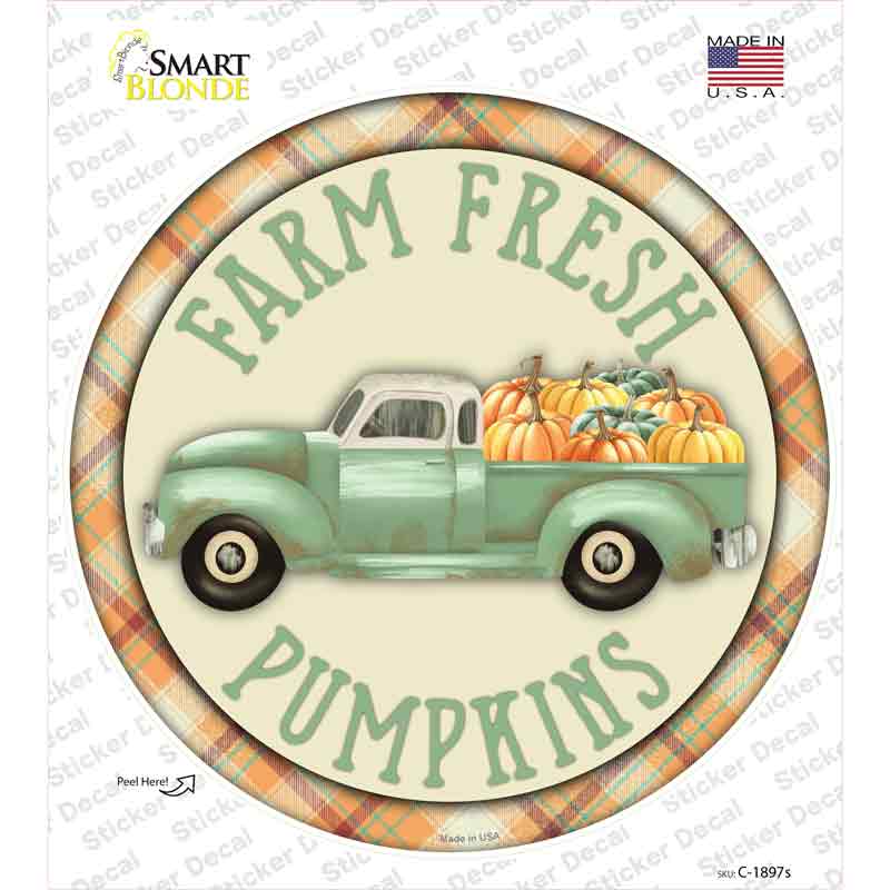 Farm Fresh Pumpkins Novelty Circle Sticker Decal Small