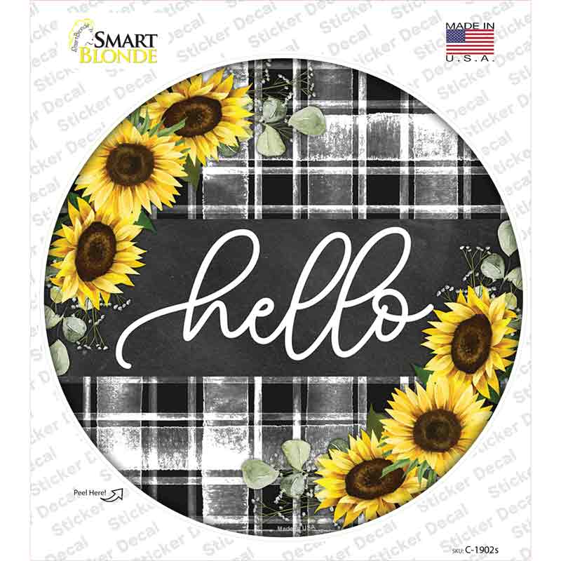 Hello Sunflowers Novelty Circle Sticker Decal Small