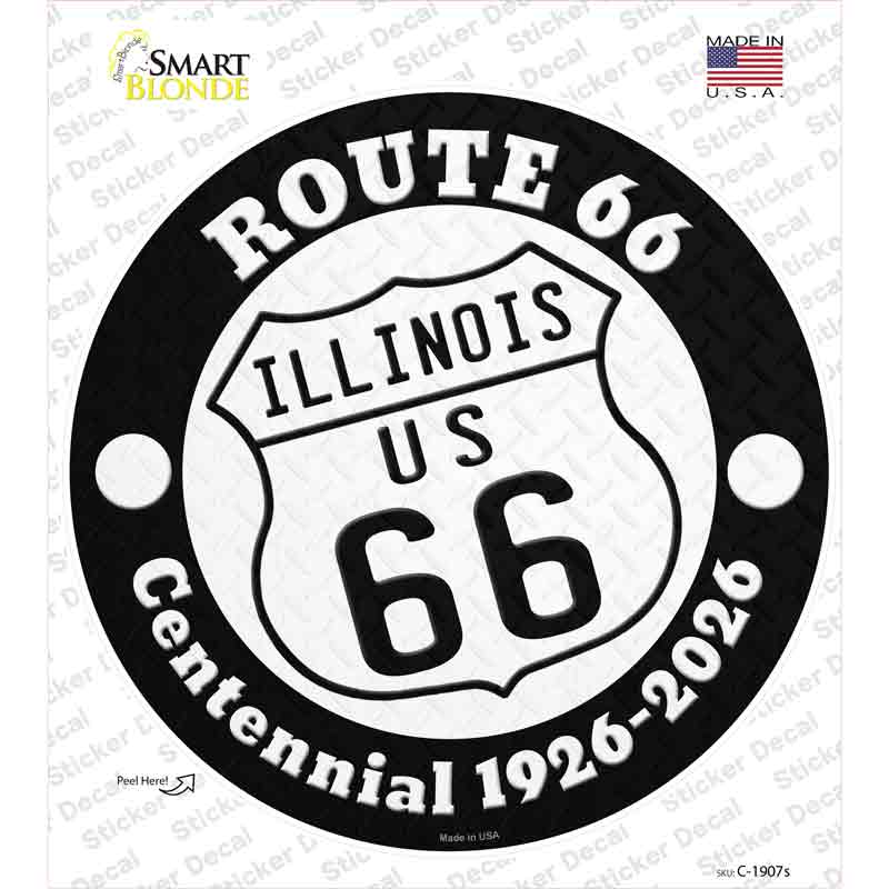 Illinois Route 66 Centennial Novelty Circle Sticker Decal