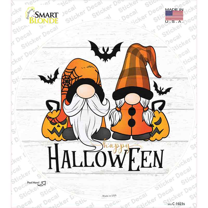 Happy Halloween Spooky Gnomes Novelty Circle Sticker Decal