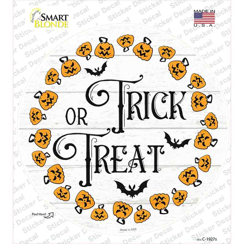 Trick Or Treat Pumpkin Ring Novelty Circle Sticker Decal Small