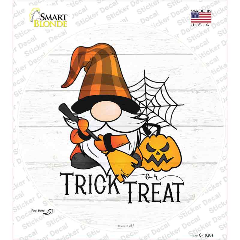 Trick Or Treat Spooky Gnome Novelty Circle Sticker Decal Small