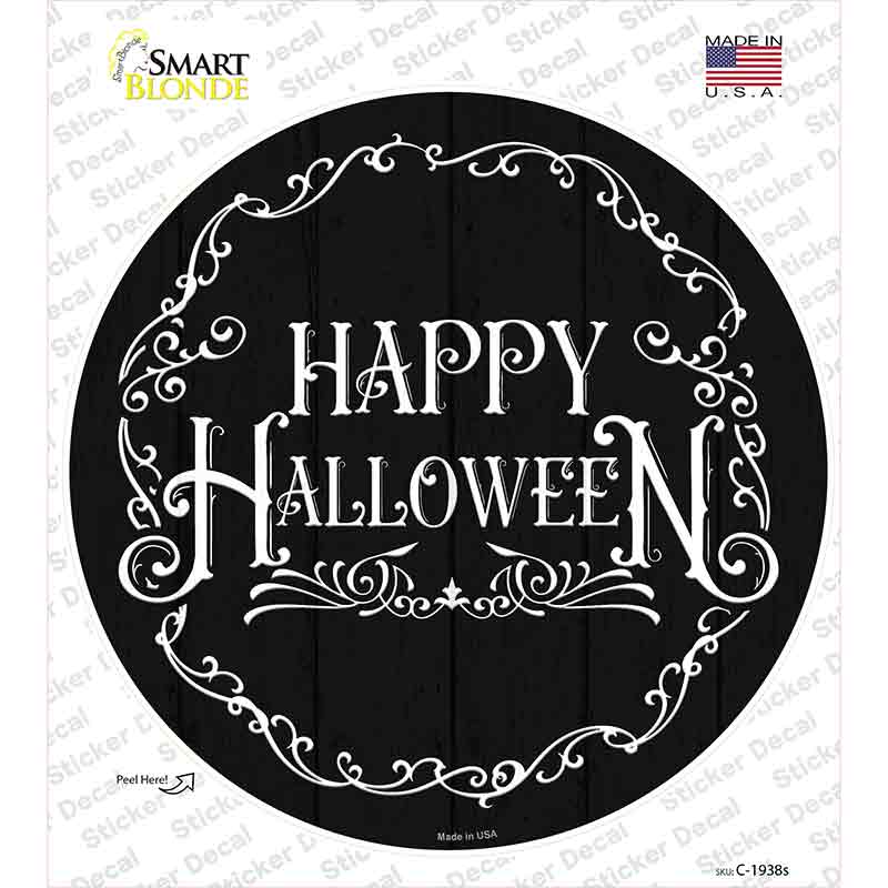 Happy Halloween Black Novelty Circle Sticker Decal Small