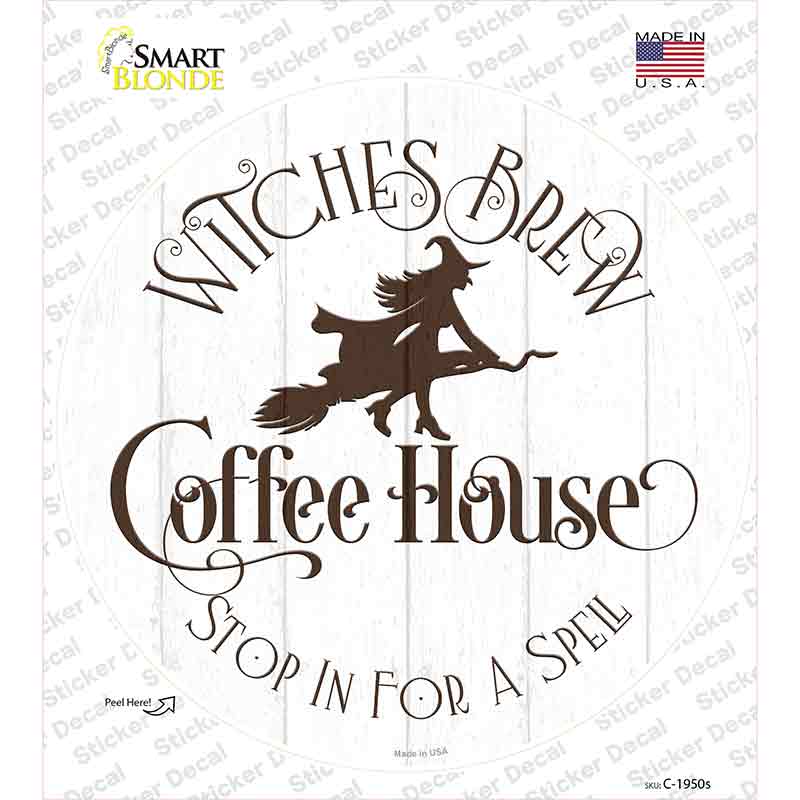 Witches Brew Coffee House Novelty Circle Sticker Decal Small