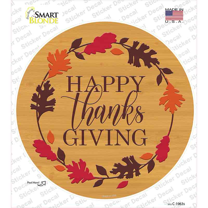 Happy Thanksgiving Novelty Circle Sticker Decal Small