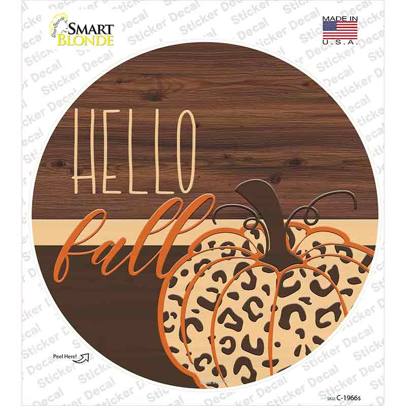 Hello Fall Pumpkin Novelty Circle Sticker Decal Small