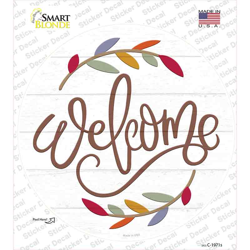 Welcome Leaves Novelty Circle Sticker Decal Small