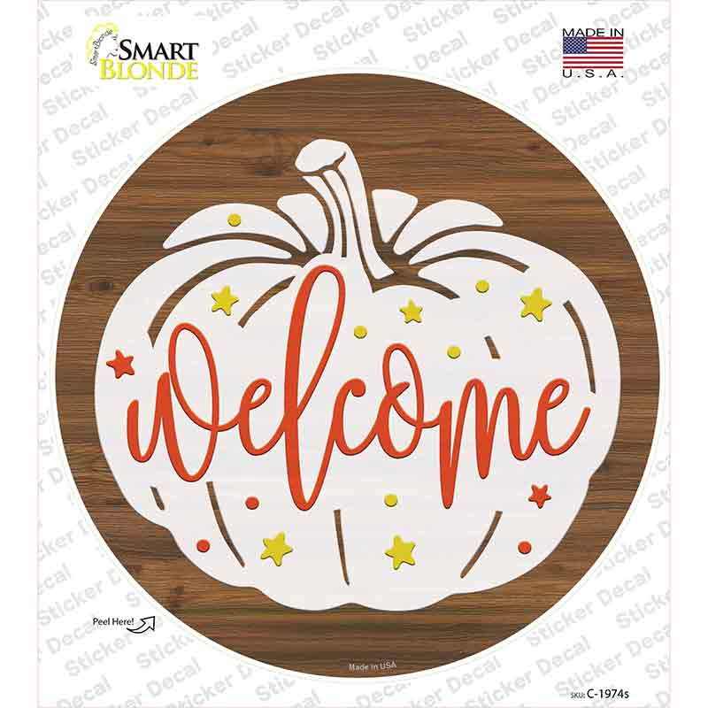 Pumpkin Welcome Novelty Circle Sticker Decal Small