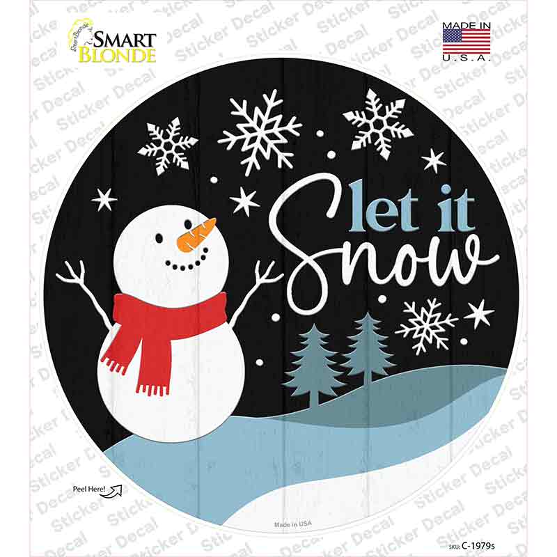 Snowman Let It Snow Novelty Circle Sticker Decal Small