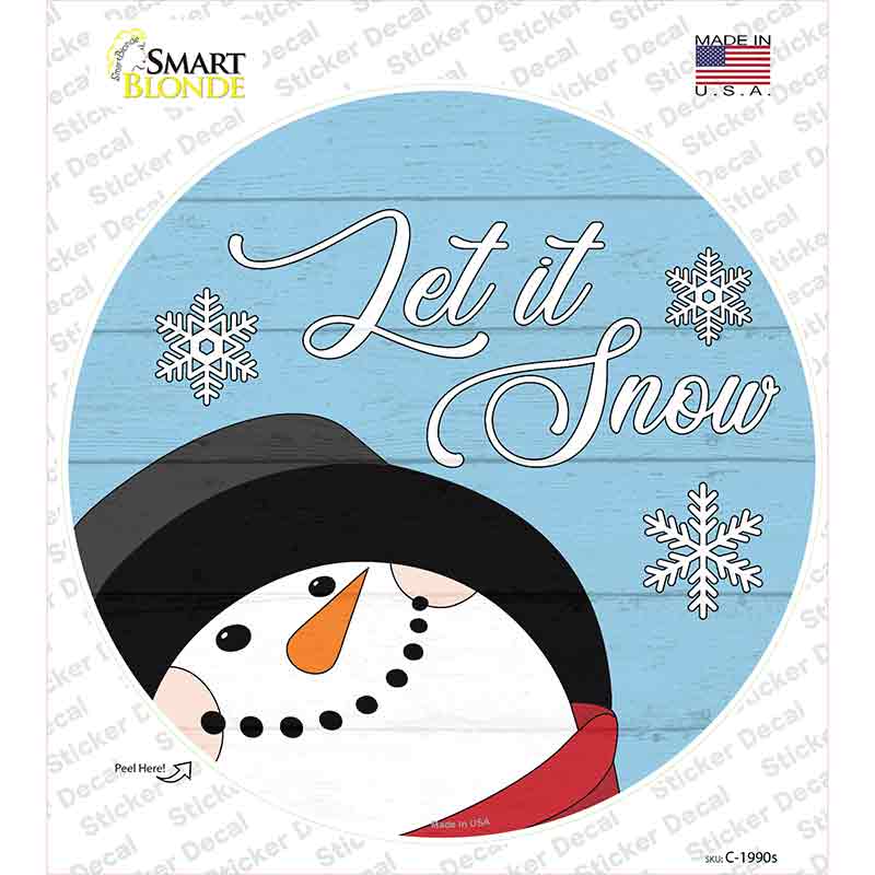 Let It Snow Blue Novelty Circle Sticker Decal Small