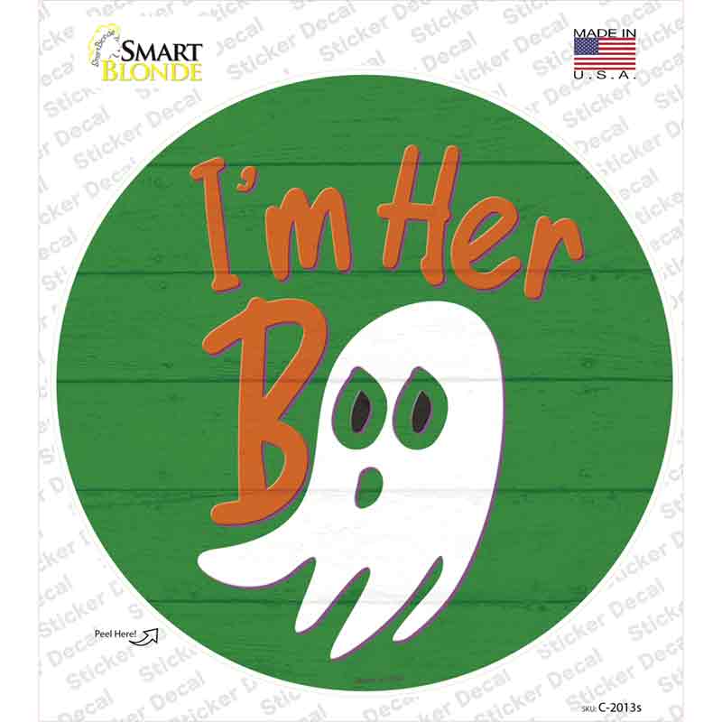 Im Her Boo Green Novelty Circle Sticker Decal Small